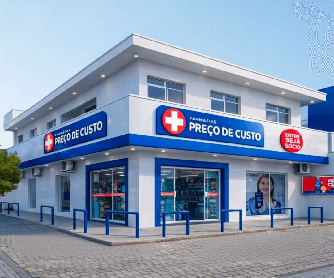 Fachada de uma unidade Farmácias Preço de Custo